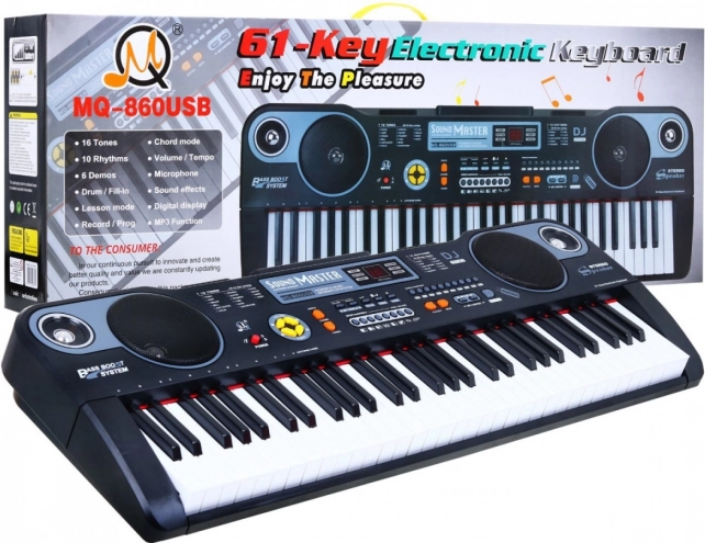 Teclado infantil con USB, micrófono y modo de aprendizaje, 61 teclas
