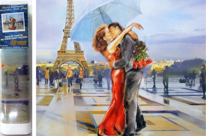Pintura de diamantes Amor bajo la Torre Eiffel 30 × 40 cm