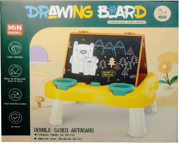 Pizarra de dibujo de doble cara con mesa y accesorios - 1 pieza