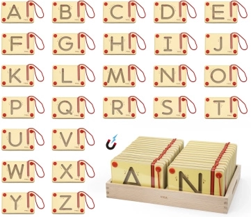 Pizarra de escritura magnética de madera – letras