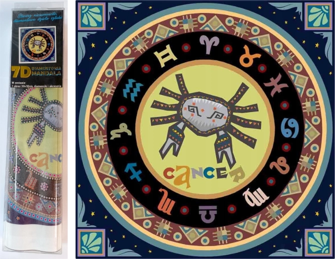 Norimpex pintura con diamantes 7D Signo del zodiaco Cáncer 30x30 cm