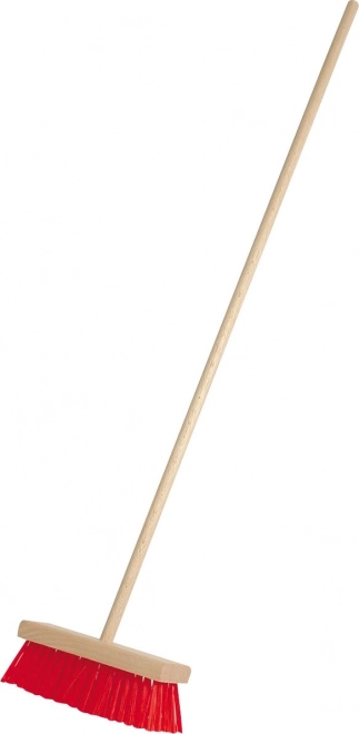 Escoba infantil de haya con cerdas rojas 65 cm