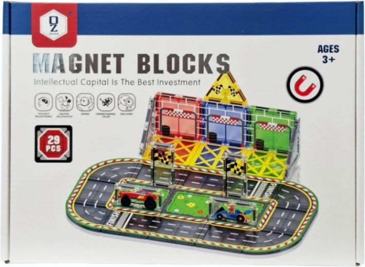 Bloques de construcción magnéticos – pista de carreras - 1 unidad