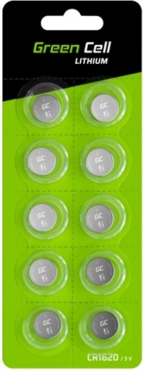 Baterías de litio tipo botón CR1620 3V 70 mAh – 10 uds GREEN CELL