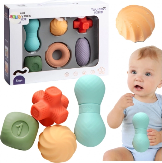 Pelotas y cubos blandos sensoriales para bebés, 6 uds.