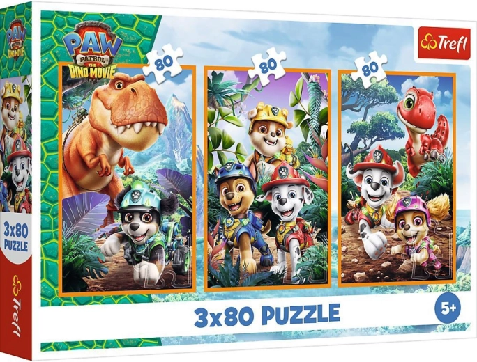 Puzzle 3 en 1 Patrulla Canina: héroes dinosaurio (3x80 piezas)