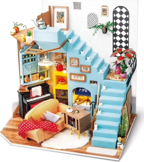Rolife miniatura de rincón de sala de estar – kit DIY de construcción con iluminación LED