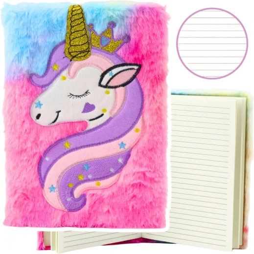 Cuaderno de peluche Unicornio con cuerno dorado A5 80 hojas