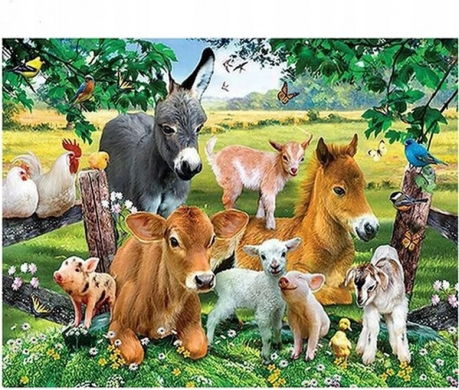 Pintura de diamantes Animales de granja 30 × 40 cm
