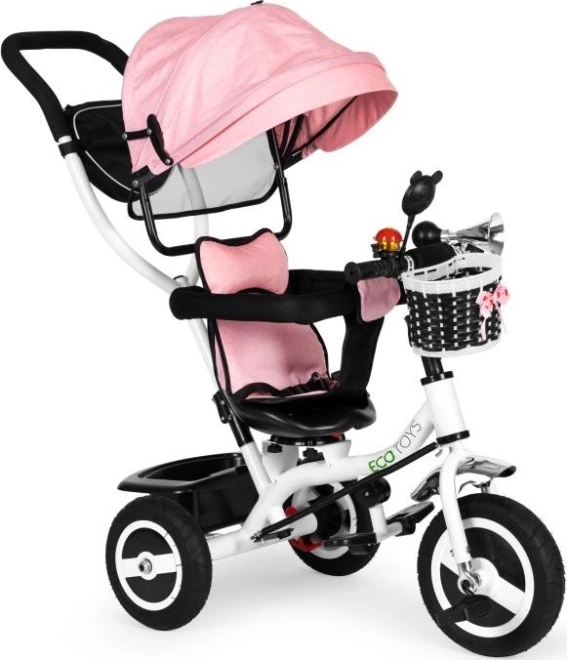 Triciclo infantil con capota giratoria ECOTOYS rosa