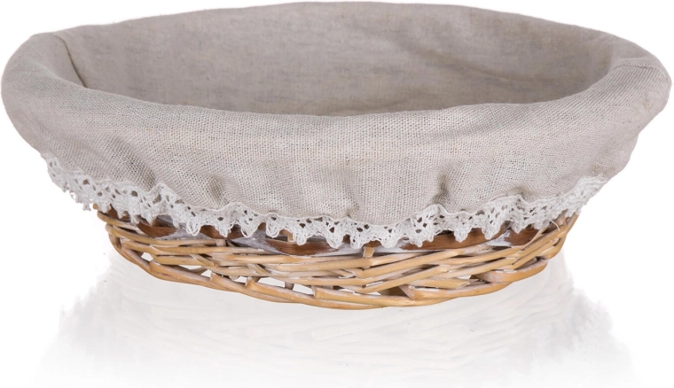 Cesta redonda de mimbre Duo 26 × 8 cm con encaje