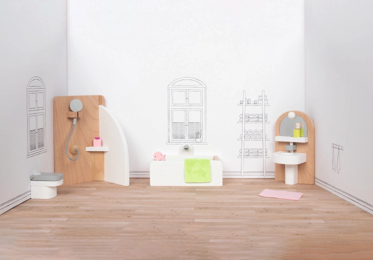 Mueble de baño para casa de muñecas Goki