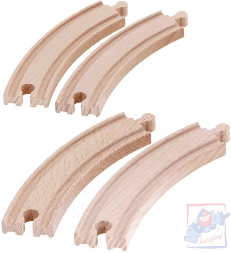 WOODY Vía curva larga de madera - 4 piezas