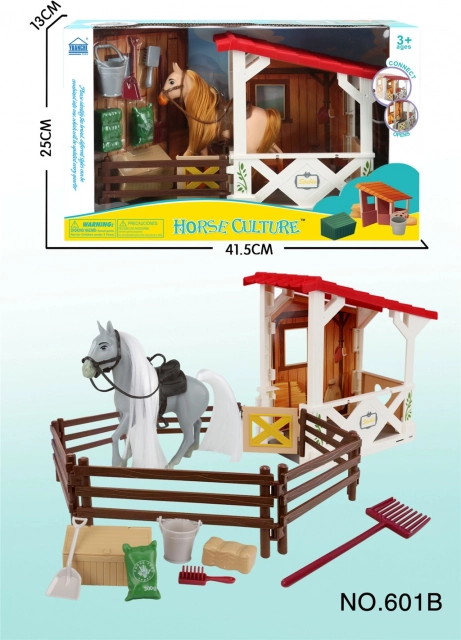 Establo con caballito y cercado – set de granja infantil