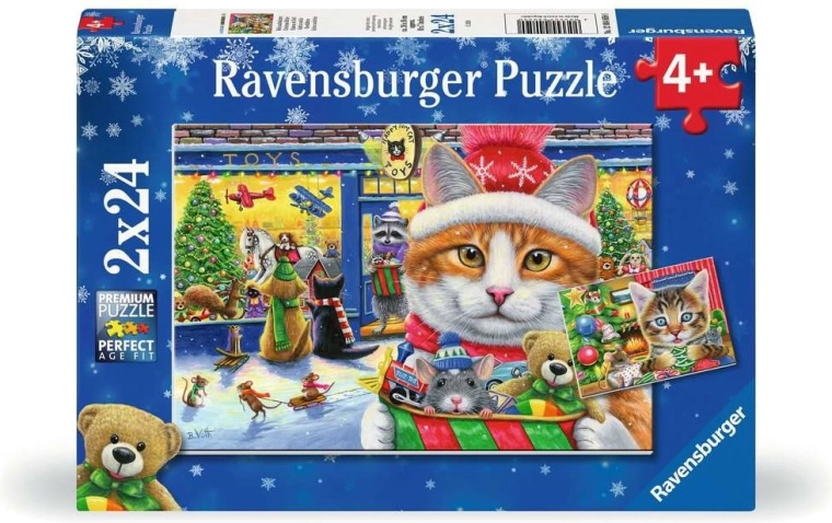 Puzzle Ravensburger Gatitos navideños 2×24 piezas