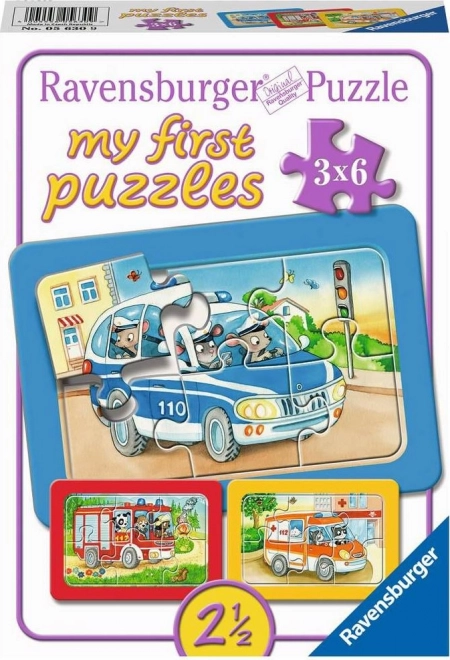 Mis primeros puzzles – vehículos de emergencia con animalitos al volante 3×6 piezas RAVENSBURGER
