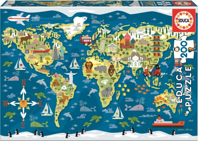 Mapa del mundo EDUCA puzzle de 200 piezas