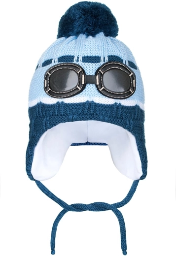 Gorro infantil de invierno New Baby con gafas, gris
