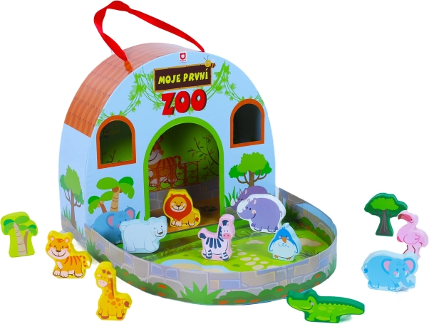 Mi zoo de madera en una maleta
