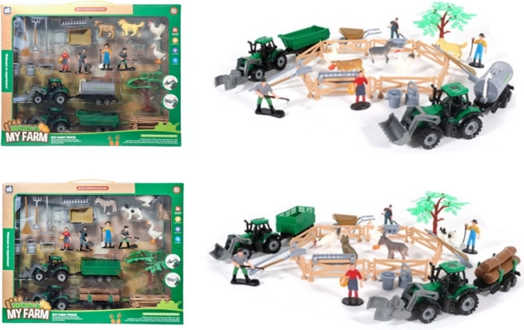 Set de granja: tractor con remolque y accesorios