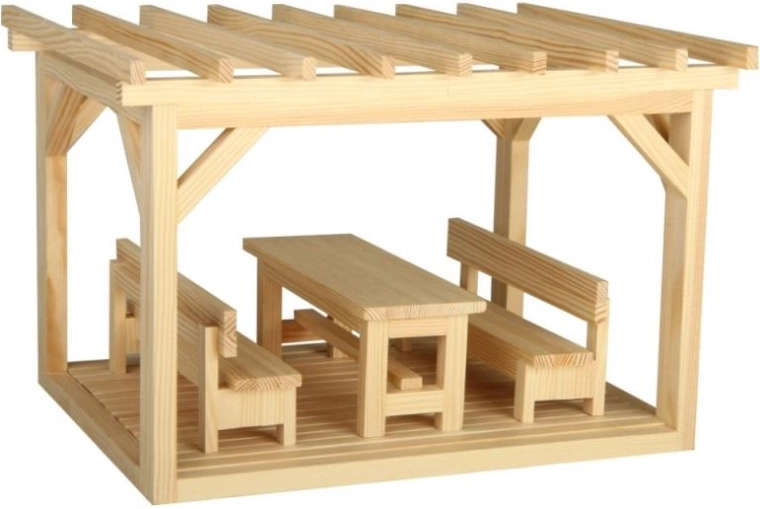 Mini pérgola de madera (kit de maqueta)