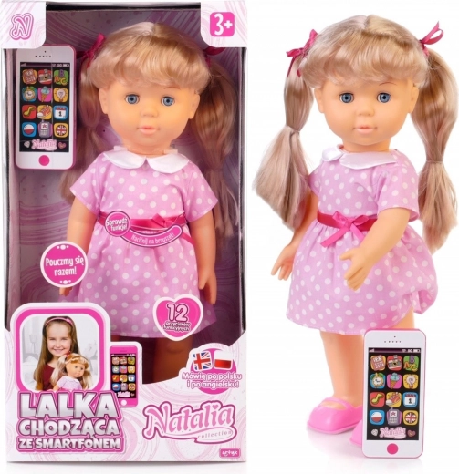 Muñeca caminadora NATALIA con smartphone 41 cm