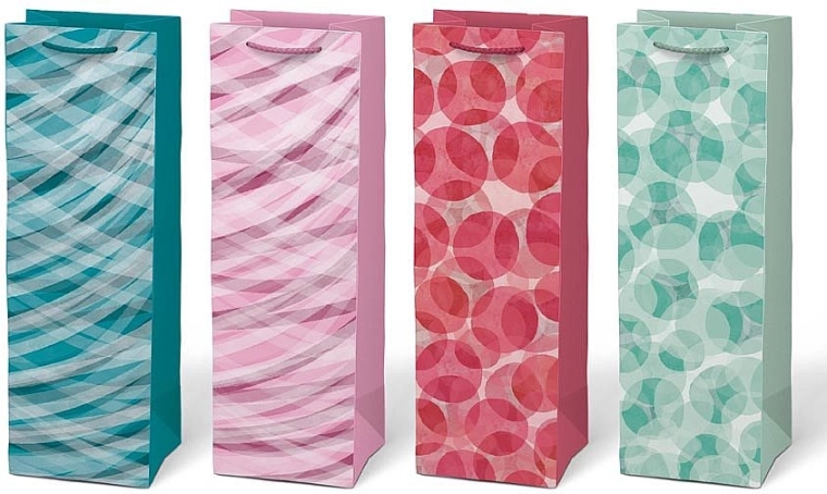 Bolsa de regalo de papel para botella con estampado, surtido de diseños