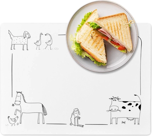 Mantel individual práctico para mesa con motivo de animalitos 35 × 25 cm