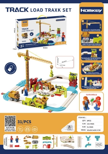 Obra en construcción infantil con tren y accesorios