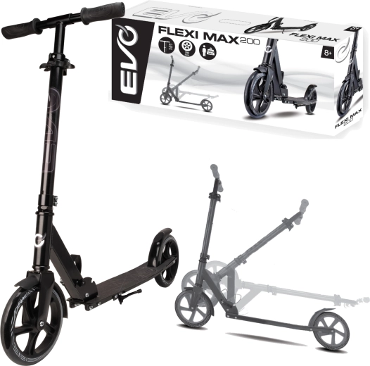 Patinete EVO Flexi Max 200 negro con caballete y correa 8+