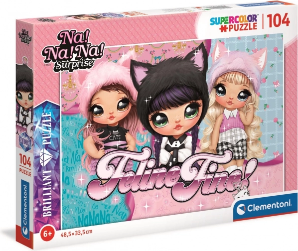 Puzzle brillante Clementoni Na! Na! Na! Surprise – Gatitas con estilo, 104 piezas