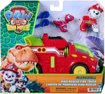 La Patrulla Canina: La película de los dinosaurios – Camión de bomberos Dino Rescue de Marshall con figuras y proyectiles
