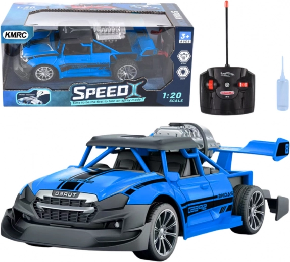Coche RC 1:20 con efecto de vapor y luces – azul