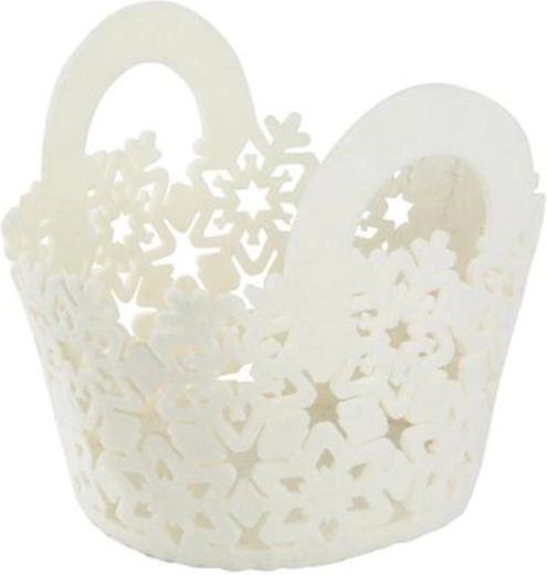 Cesta navideña de fieltro Toro, blanca, 15 cm
