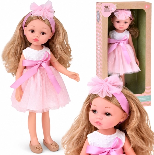 Muñeca bailarina con vestido de tul rosa, 35 cm