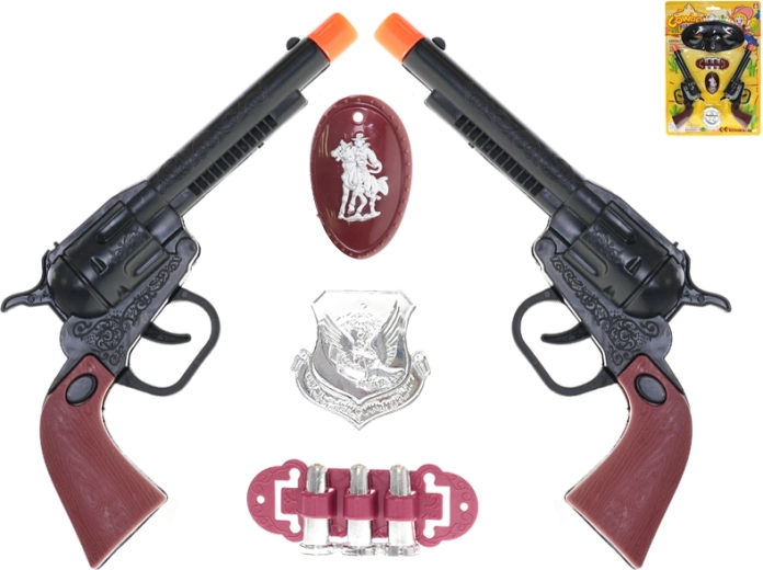Set de vaquero con 2 pistolas de 20 cm con accesorios