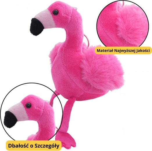 Llavero de peluche de flamenco rosa 12 cm