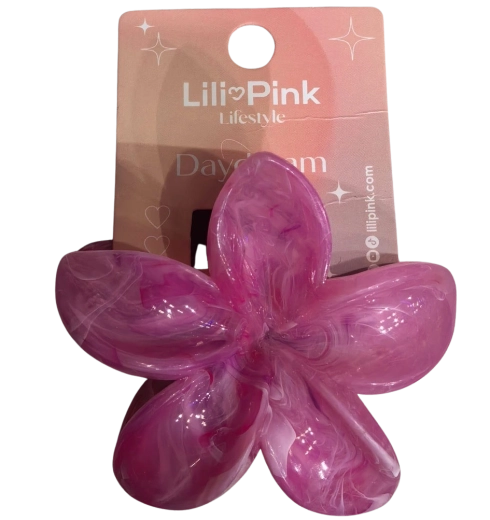 PINK pinza grande para el pelo flor marmolada rosa