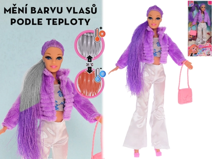 Muñeca de moda con cambio de color del cabello 29 cm