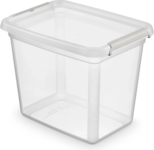 Caja de almacenamiento de plástico Basestore con tapa y clips 20 l
