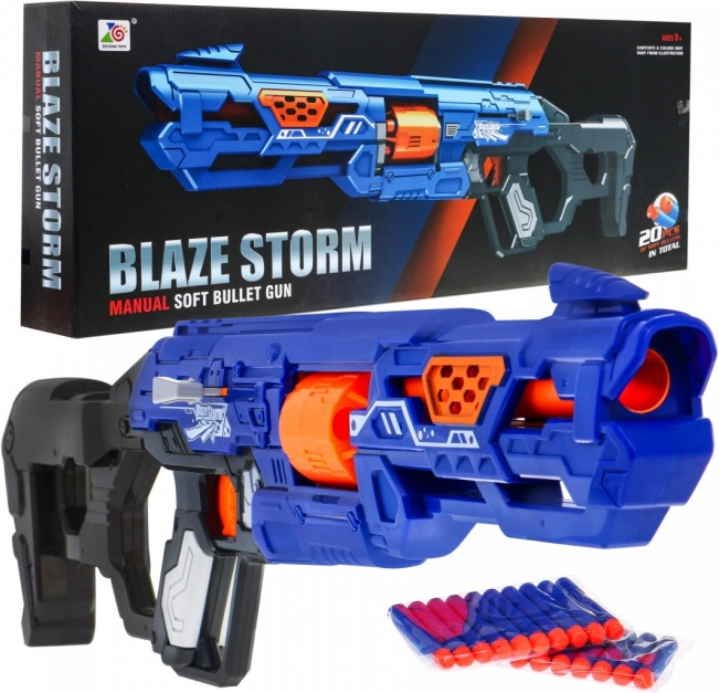 Bláster manual infantil BLAZE STORM 8+ con corredera y 20 dardos de espuma