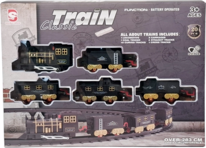 Vía de tren con tren a pilas - 1 pieza