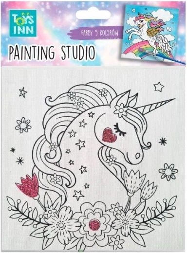 Set de pintura en lienzo unicornio con flores