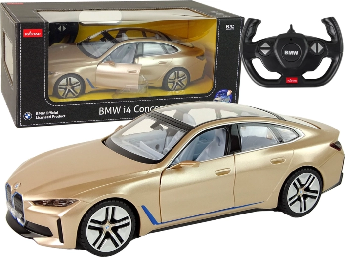 Coche RC BMW i4 Rastar 1:14 dorado