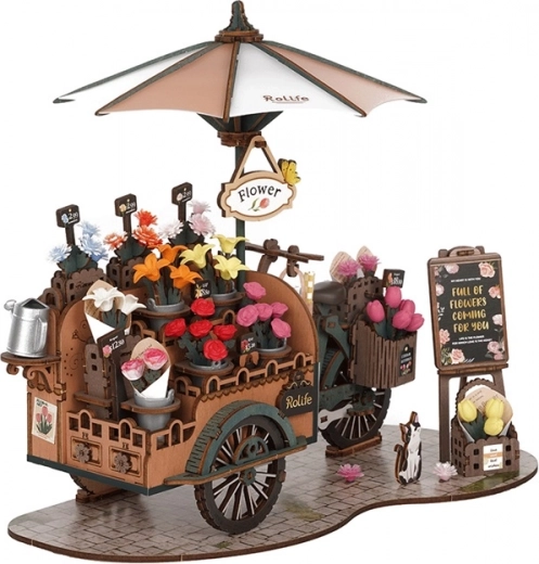 Puzzle 3D de madera Carrito de flores Rolife