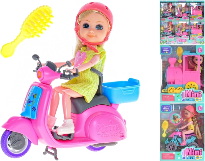 Muñeca articulada viajera con accesorios 15 cm - 1 unidad