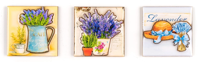 Imanes Lavender – set de 3 piezas, mezcla de decoraciones