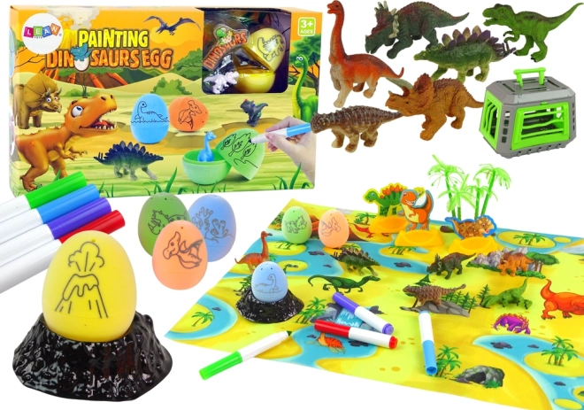 Set creativo de huevos de dinosaurio para pintar con transportador