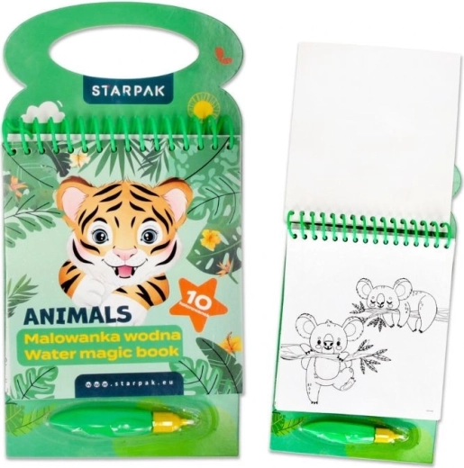 Láminas para pintar con agua de animalitos con pincel de agua