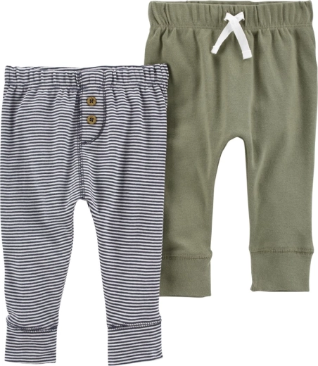 Pantalones deportivos Carter’s para niño, verdes y a rayas, 2 uds., talla S (56)